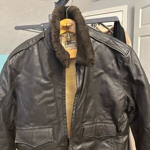 L.L. Bean Men's Dark Brown Leather Bomber Jacket
